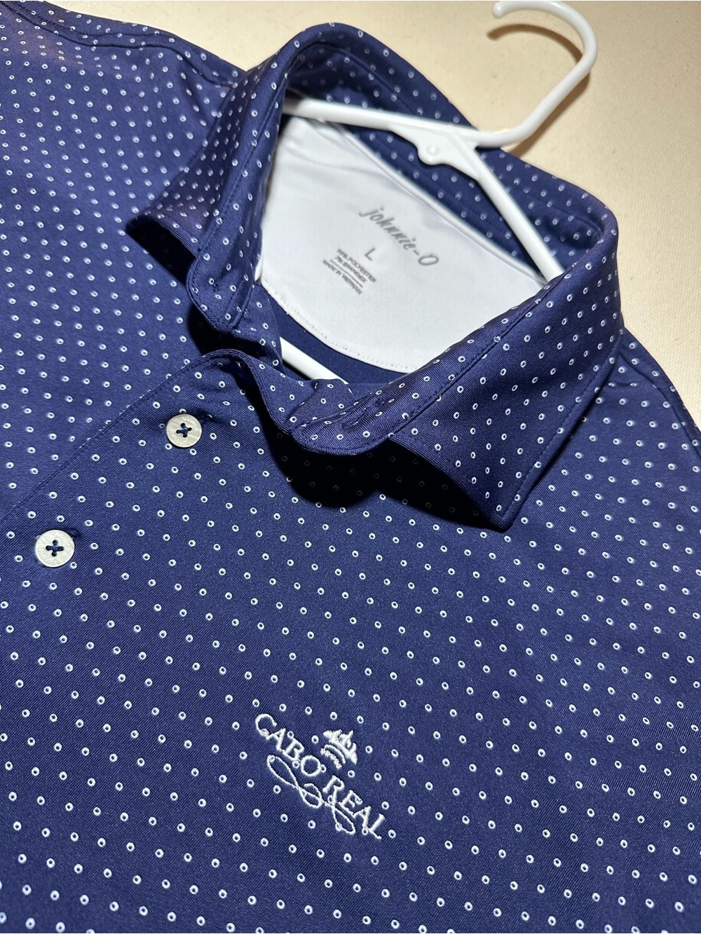 Men’s Johnnie-O Navy Dot Golf Polo x Cabo Real Golf Club
